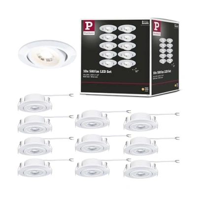 Abbildung von Paulmann 99996 LED Einbauleuchte 10er Pack schwenkbar 82mm 70 10x4,8W 10x450lm 230V 3000K Weiß matt
