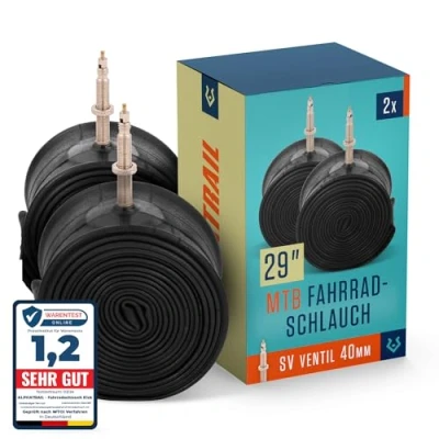 Abbildung von Alphatrail Fahrradschlauch 29 Zoll MTB Rick SV Französisches Ventil 2X Set mit Mobilitätsgarantie I Kompatible Fahrradreifen Schwalbe, Continental UVM Schlauch
