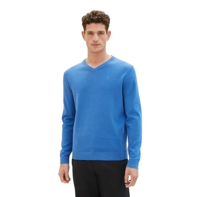 Abbildung von TOM Tailor MIT Vausschnitt Strickpullover, Herren, Größe: Medium, Sure blue melange