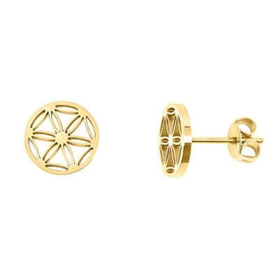 Abbildung von Nuoli® Blume des Lebens Ohrringe Gold (45 + 5cm verstellbar) Damen Ohrstecker für Frauen &amp; Mädchen, aus Edelstahl