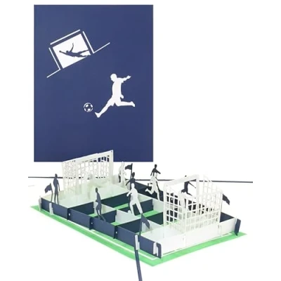 Abbildung von Pop Up Karte Fußballfan Blau &amp; Weiß 3D Fußball Geburtstagskarte Einladungskarte zum Geburtstag für Fans von Schalke, Hamburg, Berlin u.v.m.