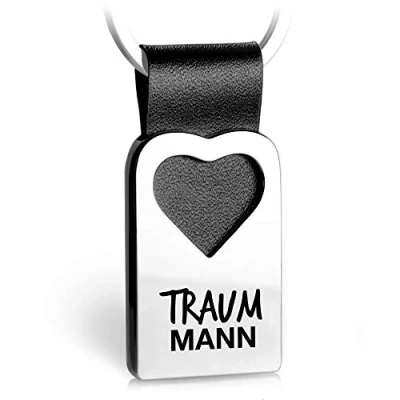 Abbildung von FABACH Herz Schlüsselanhänger mit Gravur aus Leder Partner Geschenk Anhänger für Ihren Lieblingsmensch Traummann