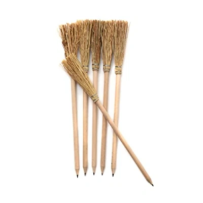 Abbildung von Mendi 6 Hexenbesen Holzbleistifte 24 cm Natur für Fantasy und Events Partys Geschenke Details Dekoration
