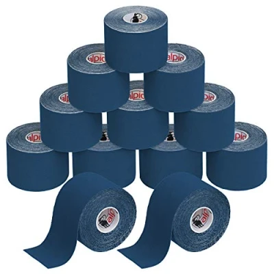 Abbildung von ALPIDEX Kinesiologie Tape 1/3/ 6/12 Rollen Viele Farben 5 m x cm Anwendungsbroschüre Elastisch Wasserfest Hautfreundlich Physio Muskel Set, Farbe:dunkelblau, Menge:12