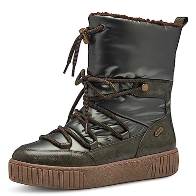 Abbildung von MARCO TOZZI Damen Stiefeletten zum Schnüren Winter Gefüttert, Grün (Khaki Metallic), 37
