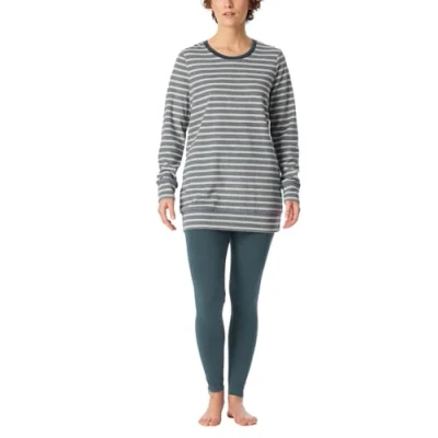 Abbildung von Schiesser Damen Schlafanzug lang Frottee warm kuschelig wohlfühlen Nightwear Pyjamaset, Jeansblau_181967, 40