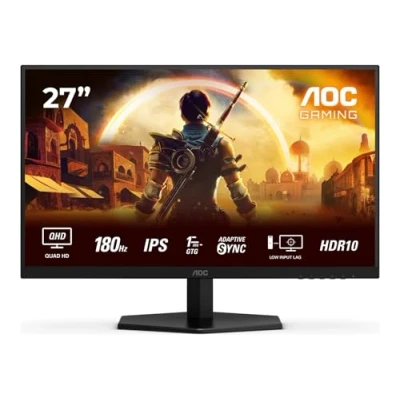 Abbildung von AOC Gaming Q27G42XE 27 Zoll Quad HD Monitor, 180 Hz, 1 ms, FreeSync Prem., G Sync comp., HDR10 (2560x1440, 2X HDMI 2.0, 1x DisplayPort 1.4) schwarz rot