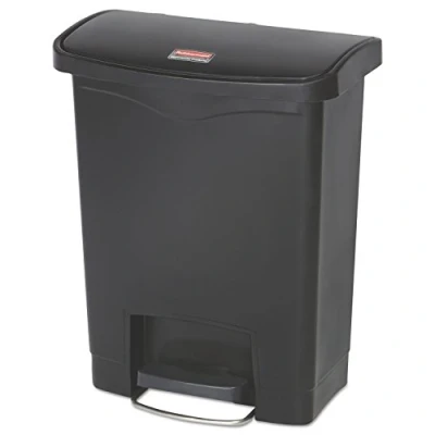 Abbildung von Rubbermaid Commercial Products Slim Jim 1883609 30 Litre Front Step On Resin Wastebasket Black
