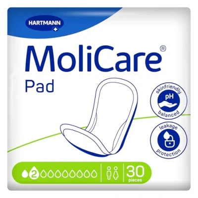 Abbildung von MoliCare Pad 2 Tropfen Inkontinenzeinlagen für Frauen und Männer bei leichter Blasenschwäche, Geruchsneutralisation, Auslaufschutz, fortschrittlicher Hautschutz, 30 Stück