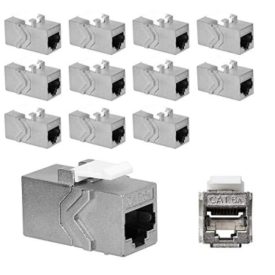 Abbildung von kwmobile 12x Keystone Modul für CAT 6A Kabel 10 Gbit/s geschirmt Metall Gehäuse Schnappverschluss Netzwerkkupplung Anschluss Kabelverlängerung