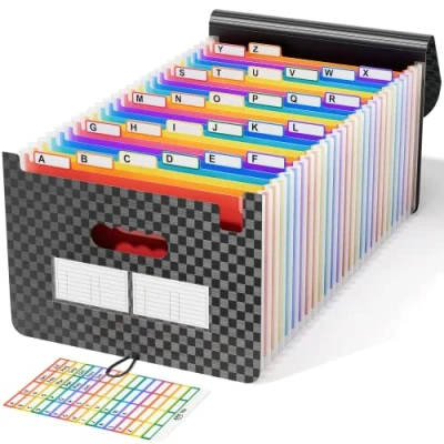 Abbildung von ABC life Dokumentenmappe A4/Ordner A4, 26 Taschen Erweitern Dateiordner Große Raum Fächermappe Datei Organizer Aktenordner Box Akkordeon Ordner Tragbar Sortiermappe für Zuhause oder Büro Dokumente