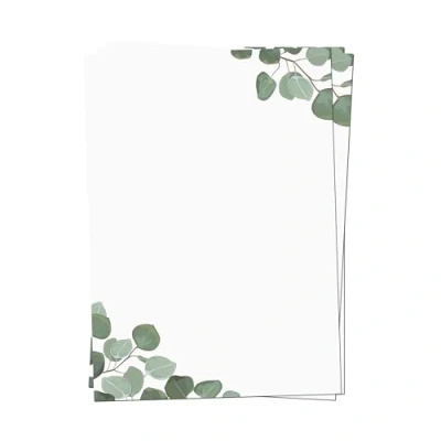 Abbildung von Presentou 50 x Briefpapier beidseitig Bedruckt 120 Gramm Papier Motivpapier Urkundenpapier Urkunde Speisekarte Liebesbrief (Eukalyptus, Bögen)