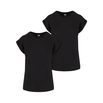 Abbildung von Urban Classics Damen Ladies Extended Shoulder Tee 2 pack T Shirt, Schwarz, S EU