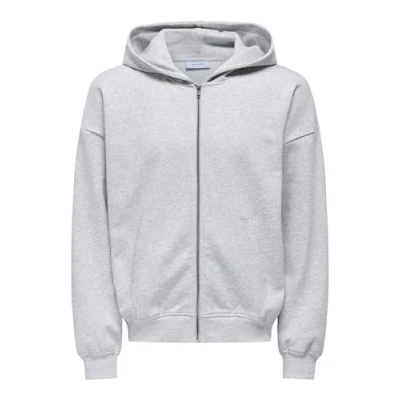 Abbildung von Only &amp; Sons Onsturner Oversized ZIP Hoodie Kapuzenpullover, Herren, Größe: XS, Light grey melange