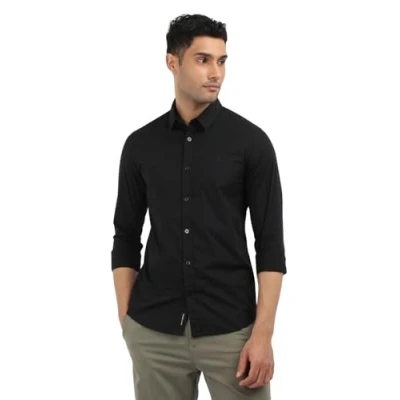 Abbildung von Calvin Klein Jeans Camicia Manica Lunga Hemd, Herren, Größe: Small, Black