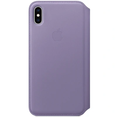 Abbildung von Apple iPhone Xs Max Hülle Echtleder Original Klapphülle Handyhülle Violett