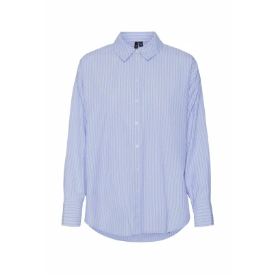 Abbildung von VERO MODA Damen VMFANNI LS Shirt WVN GA NOOS Langarmbluse, Hydrangea/Stripes:Sana, M