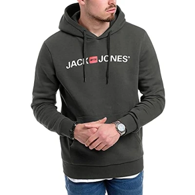 Abbildung von JACK &amp; JONES Herren Kapuzenpullover (Raven (Corp 054 Raven White, L))