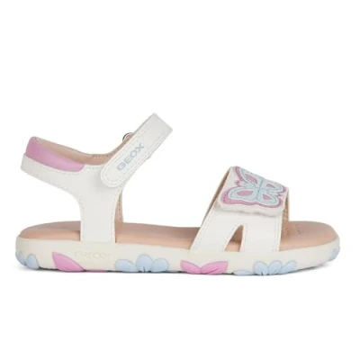 Abbildung von Geox Haiti Riemensandalette für Kinder, Größe: 29, White dark pink Schuhe