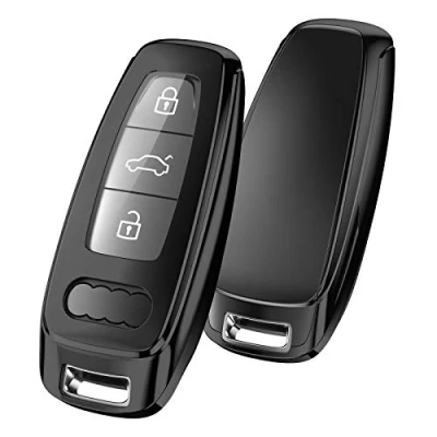 Abbildung von OATSBASF Schlüsselhülle Geeignet für Audi,Autoschlüssel Hülle A6L A6 A7 A8 Q7 Q8 E Tron 2019 2020 Silicone TPU Schutzhülle (Schwarz)