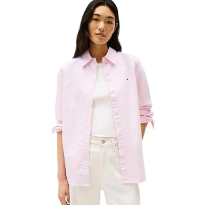 Abbildung von Tommy Hilfiger Oxford Relaxed FIT Shirt Hemdbluse, Damen, Größe: 36, Classic ithaca/pink