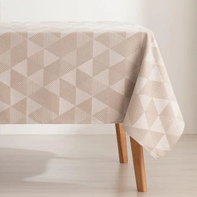 Abbildung von GAMUSI Tischdecke, schmutzabweisend, quadratisch, Jacquard, wasserdicht, 140 x cm, Stoffgefühl, Beige