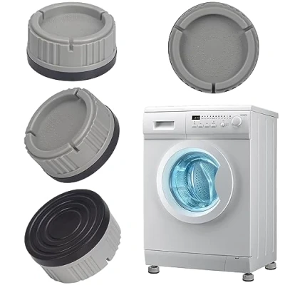 Abbildung von Alyvisun Füße Unterlage, 4 Stück Universal Antirutschmatte Gummifüße Matte Schwingungsdämpfer Waschmaschine Anti Rutsch Pads Fußpolster Antivibrationsmatte für Trockner, Kühlschrank, Grau, One Size