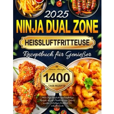 Abbildung von Ninja Dual Zone Heißluftfritteuse Rezeptbuch für Genießer: 1400 Tage Einfache und Vielfältige Rezepte, die jede Mahlzeit zum Genuss machen Airfryer Kochbuch schnelle Küche