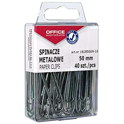 Abbildung von OFFICE PRODUCTS 18085069 19 Büroklammern Metallbriefklammern Silbern in der Box / 50 mm 40 Stück/ Praktischer Aufbewahrungsbox/ Paper Clips
