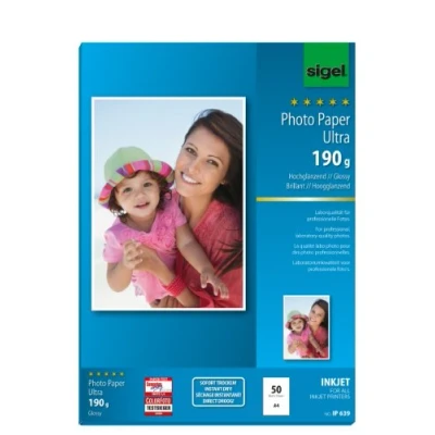Abbildung von SIGEL IP639 InkJet Fotopapier Ultra, A4, 50 Blatt, hochglänzend, extrem lichtbeständig, 190 g, für hochwertige Fotografien