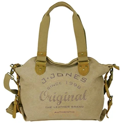 Abbildung von JENNIFER JONES Große Damen Handtasche aus Canvas und Echtleder Vintage Look Casual Schultertasche Umhängetasche
