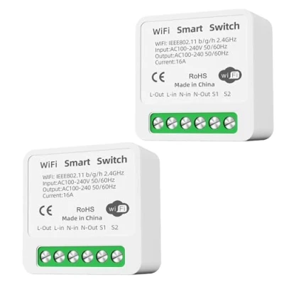 Abbildung von GERUI 2Pcs Smart Lichtschalter,Smart Home WLAN Bluetooth Schalter Wireless Switch Fernbedienung DIY Passt hinter Wandschalter,Smart Kompatibel mit Google Home,Alexa Echo,Smart Life/Tuya