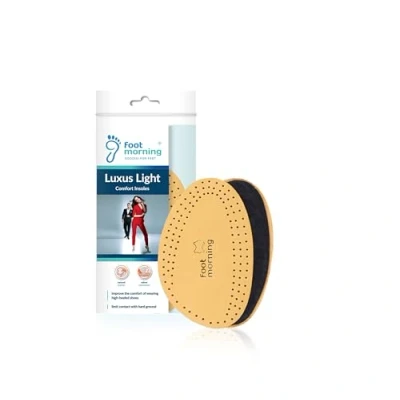 Abbildung von Foot Morning Luxus Light Premium Leder &amp; Latex Halbsohle halbe Einlegesohlen mit Polster gegen Verrutschen für flache Schuhe/Stiefel Vorderfußeinlagen den Schuhspitzenbereich (39 40 EUR)
