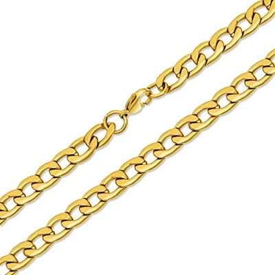 Abbildung von Bling Jewelry Schwere Biker Schmuck Herren Massives Panzerkettenglied Halskette Gold Ton Edelstahl 30 Zoll 8Mm