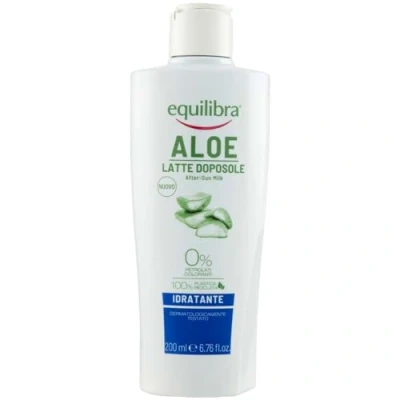 Abbildung von equilibra Solari, feuchtigkeitsspendende Aloe After Sun Milch, auf Basis von Karottenöl, Vitamin E, Vera balanciert (40%), Aftersun erfrischt und