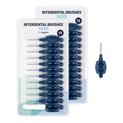 Abbildung von By Amazon Interdentalbürste, 0,60 mm, 24 Stück (2 Packungen mit je 12 Stück), Dunkelblau