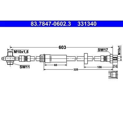 Abbildung von ATE 83.7847 0602.3 Bremsschläuche 603 M10x1 VOLKSWAGEN: Passat B7 Variant, B6 Saloon