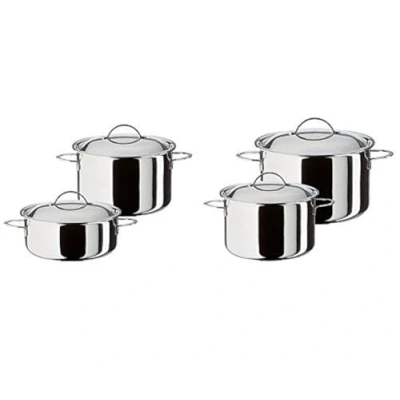 Abbildung von Spring CRISTAL Kochtopf Set mit Deckel 4 teilig rostfreier Edelstahl Topfset induktionsgeeignet und für alle anderen Herdarten backofenfest spülmaschinenfest 2L, 2,7L, 3,7L, 6,5L
