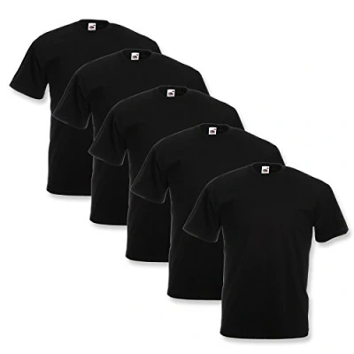 Abbildung von Fruit of the Loom Valueweight Herren T Shirt, kurzärmelig, 5 Stück, x Schwarz, XL