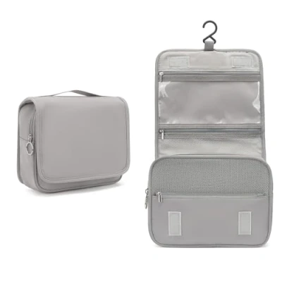 Abbildung von Kono Kulturbeutel Damen &amp; Herren, Kulturtasche Zum Aufhängen, Kosmetiktasche mit Haken, große für Damen, geeignet Behälter und Reisegröße Zubehör (Grey)