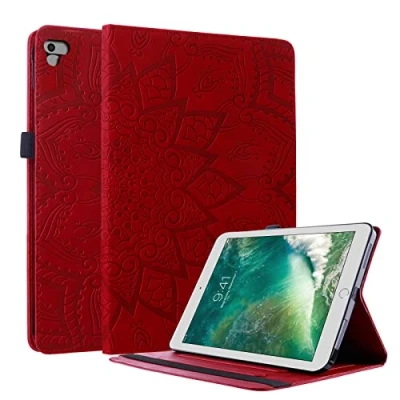 Abbildung von Lspcase iPad 9.7 Schutzhülle, 5./6. Generation PU Leder Hülle Brieftasche Flip Stand Schut Tasche Air/Air 2 Etui für Pro,iPad 2017/iPad 2018,iPad Mandala Blume Rot