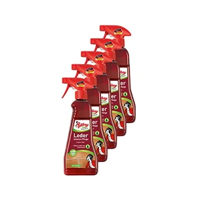 Abbildung von Poliboy Leder Intensiv Pflege Sprühmatic Flasche reinigt, pflegt und schützt alle Glattleder Imprägnierer 5er Pack 5x375ml (1,875 Liter) Made in Germany