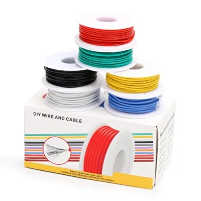 Abbildung von Coomoors 18 AWG Elektrisches Draht Set Gauge Silikon Elektrodraht verzinntes Kupferkabel 6 Farben 4 Meter pro Elektrokabel Hakendraht flexibel und weich für DIY