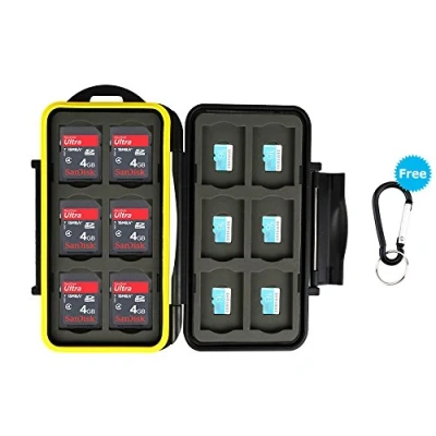 Abbildung von JJC Speicherkarten Tasche Wasserdicht Schutzhülle für 12 SDXC SDHC SD Karten und Micro mit Karabiner