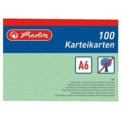 Abbildung von herlitz Karteikarte A6, liniert, grün, 100 Stück