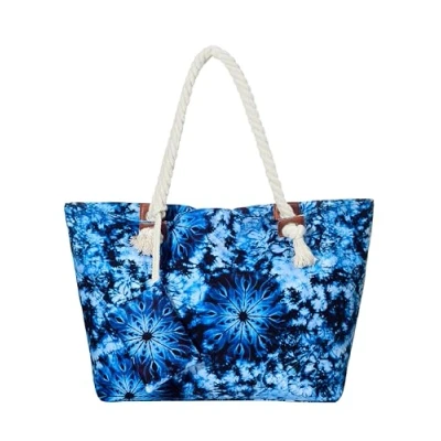 Abbildung von DonDon Strandtasche XXL Familie Badetasche Damen mit Reißverschluss Beach bag groß Hippie Psychedelic 70`s