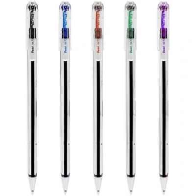 Abbildung von Pentel BK77 Superb Kugelschreiber 0,7 mm Spitze, Schwarz, Blau, Rot, Grün, Violett 5er Pack