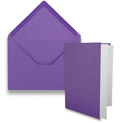Abbildung von 10x DIN B6 Faltkarten Set Violett 115 x 170 mm 11,5 17 cm Doppelkarten mit Umschlägen und Einleger Papier FarbenFroh by GUSTAV NEUSER