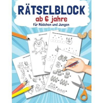 Abbildung von Rätselblock ab 6 jahre für Mädchen und Jungen: Spielen lernen kinder.