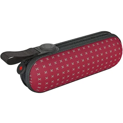 Abbildung von Knirps X1 Super Mini Taschenschirm 2Cross mit ecorepel Technologie red
